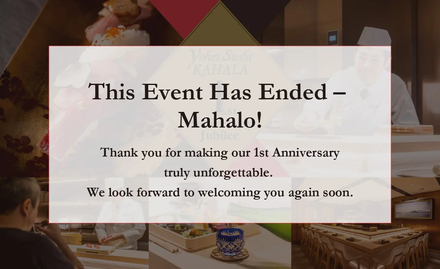 Yohei Sushi KAHALA 1st Anniversary Jubilee